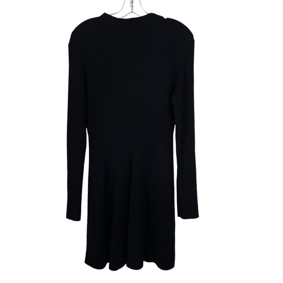 Theory Moving Rib Dress Empire Merino Wool Black Large - Picture 6 of 11